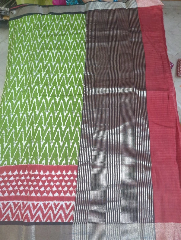 Chiniya With Ikkat Print - green