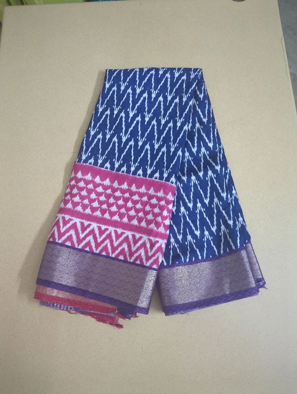 Chiniya With Ikkat Print - Blue