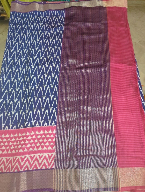 Chiniya With Ikkat Print - Blue