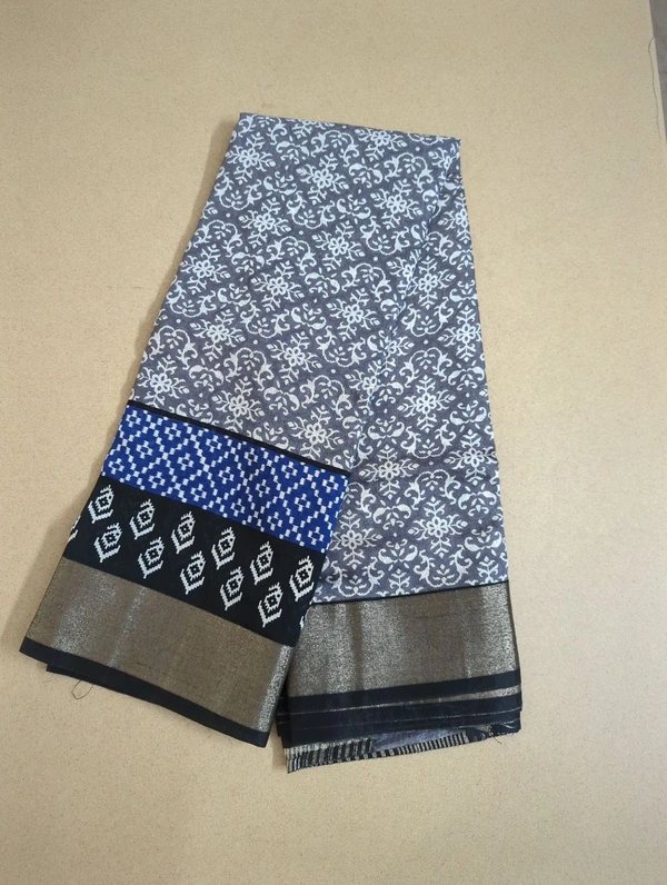 Chiniya With Ikkat Print - Gray
