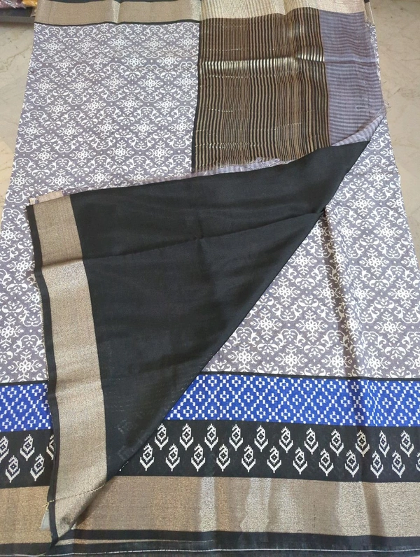 Chiniya With Ikkat Print - Gray