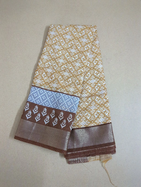 Chiniya With Ikkat Print - Gold
