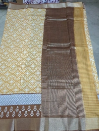 Chiniya With Ikkat Print - Gold