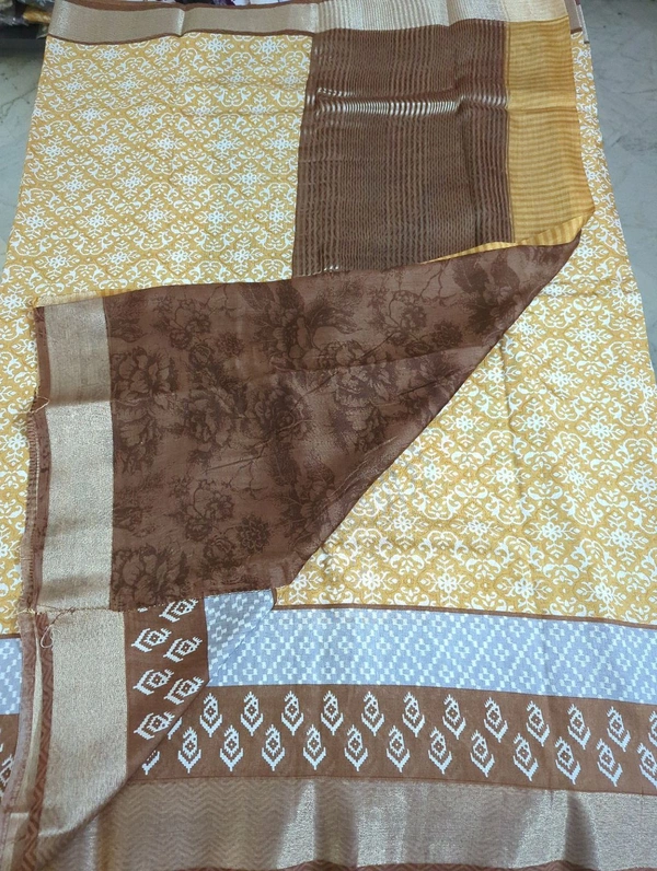Chiniya With Ikkat Print - Gold