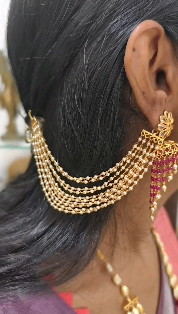 Ear Chains With Real Swarovski Pearls - 10-12 Working Days