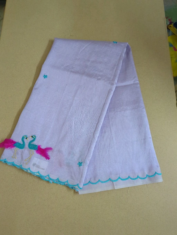 Pure Mangalagiri Pattu With Feather Work - lavender 3