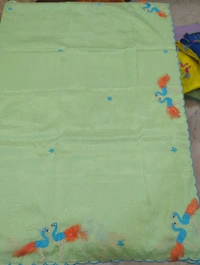 Pure Mangalagiri Pattu With Feather Work - green 4