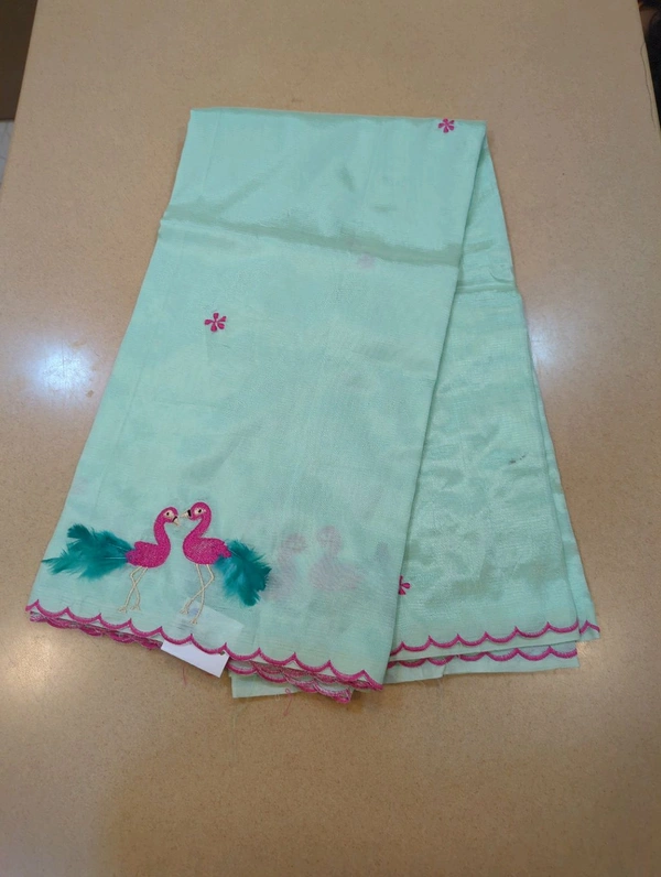 Pure Mangalagiri Pattu With Feather Work - lavender 5