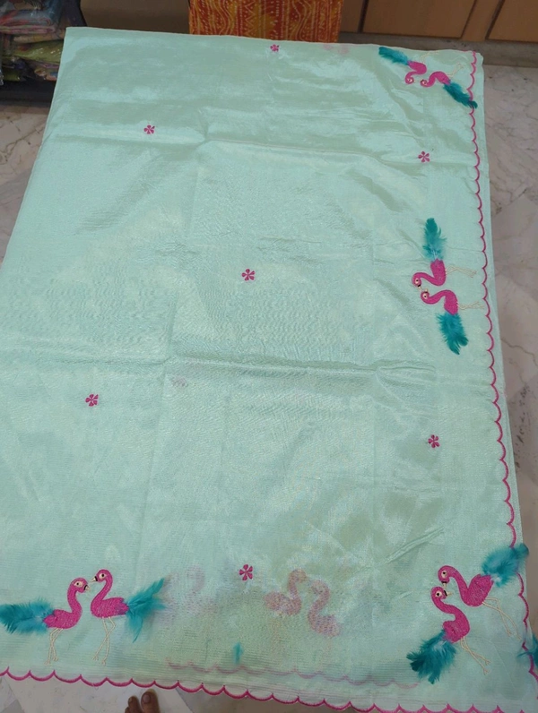 Pure Mangalagiri Pattu With Feather Work - lavender 5