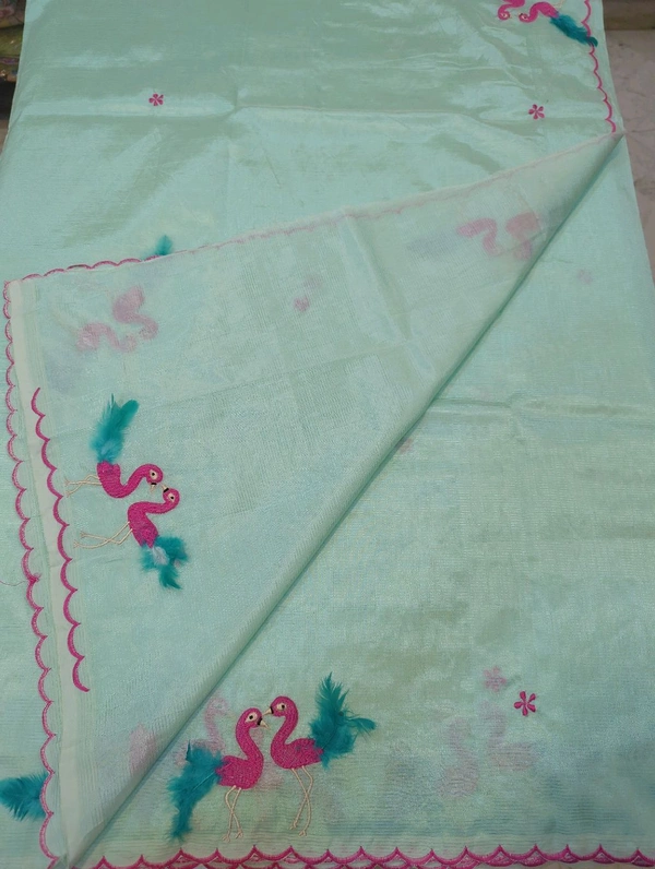 Pure Mangalagiri Pattu With Feather Work - lavender 5