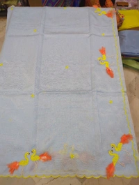 Pure Mangalagiri Pattu With Feather Work - mist blue 10