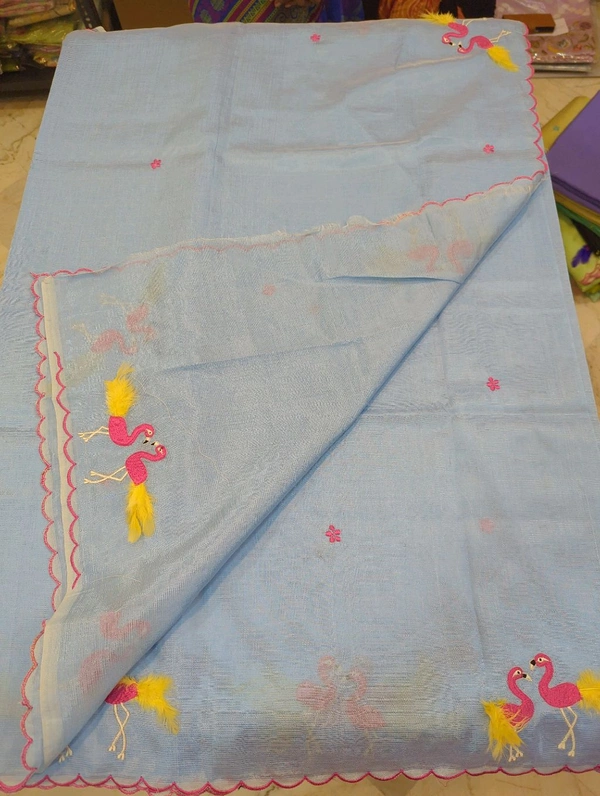 Pure Mangalagiri Pattu With Feather Work - perelous 11
