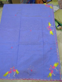 Pure Mangalagiri Pattu With Feather Work - violet 12