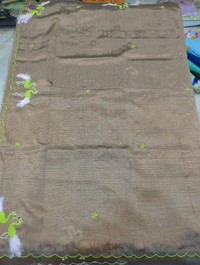 Pure Mangalagiri Pattu With Feather Work - brown 15