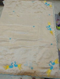 Pure Mangalagiri Pattu With Feather Work - peach 22