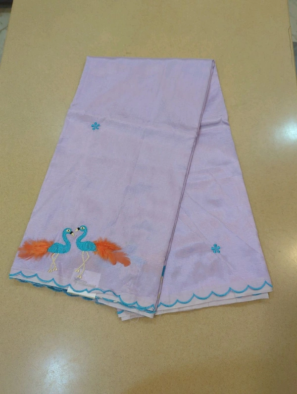Pure Mangalagiri Pattu With Feather Work - lavender 23