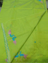 Pure Mangalagiri Pattu With Feather Work - green 25