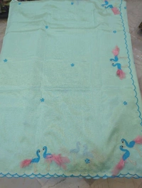 Pure Mangalagiri Pattu With Feather Work - ice blue 27