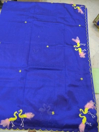 Pure Mangalagiri Pattu With Feather Work - blue 29