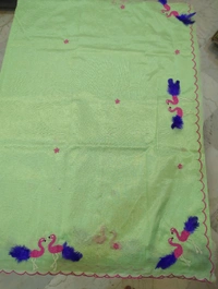 Pure Mangalagiri Pattu With Feather Work - mint 30