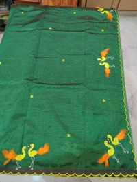 Pure Mangalagiri Pattu With Feather Work - green 36