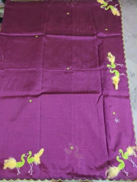 Pure Mangalagiri Pattu With Feather Work - maroon 43