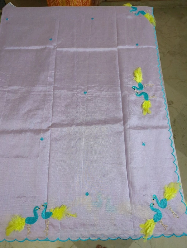 Pure Mangalagiri Pattu With Feather Work - lavender 44