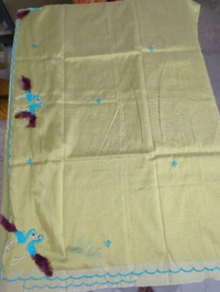 Pure Mangalagiri Pattu With Feather Work - gold 47