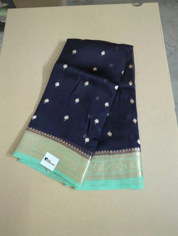 Pure Handloom Organza - deep navy blue