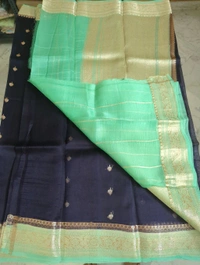 Pure Handloom Organza - deep navy blue