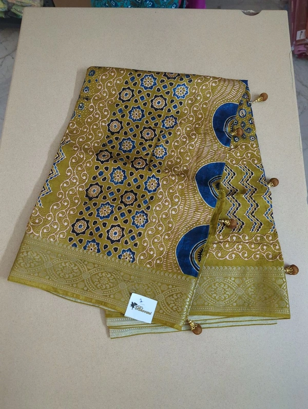Pure Dola Ajarakh Print - gold 1