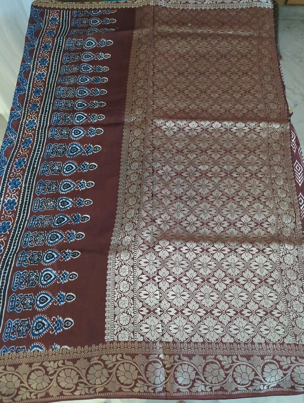 Pure Dola Ajarakh Print - maroon 3