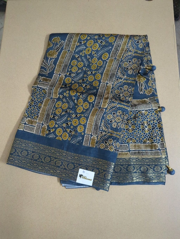Pure Dola Ajarakh Print - marine blue 4