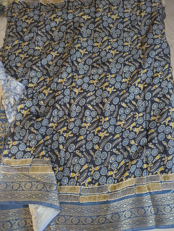 Pure Dola Ajarakh Print - marine blue 4