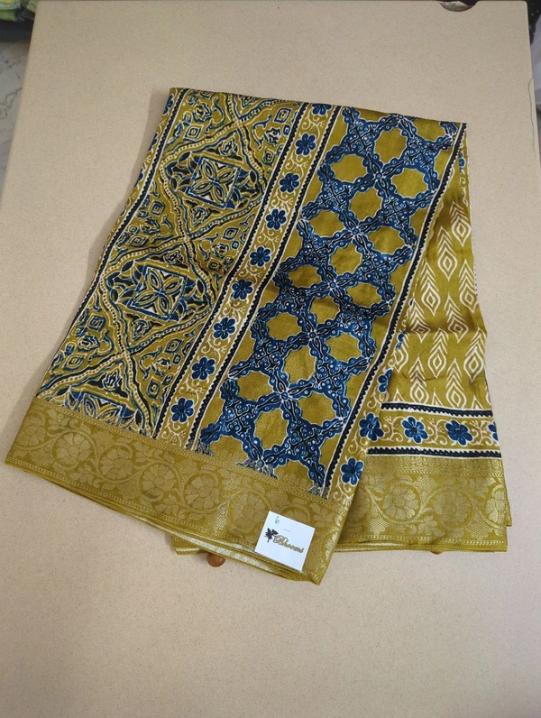 Pure Dola Ajarakh Print - gold 6