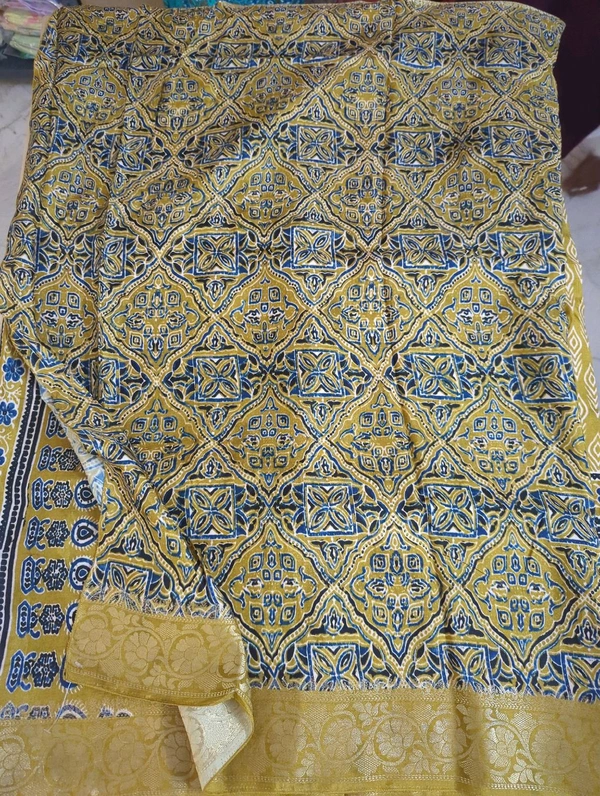 Pure Dola Ajarakh Print - gold 6