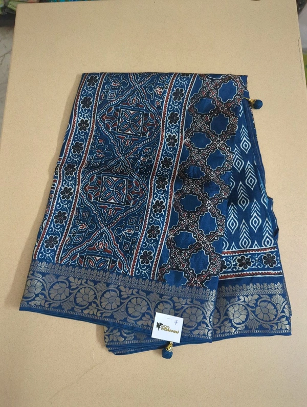 Pure Dola Ajarakh Print - marine blue 7