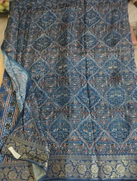 Pure Dola Ajarakh Print - marine blue 7