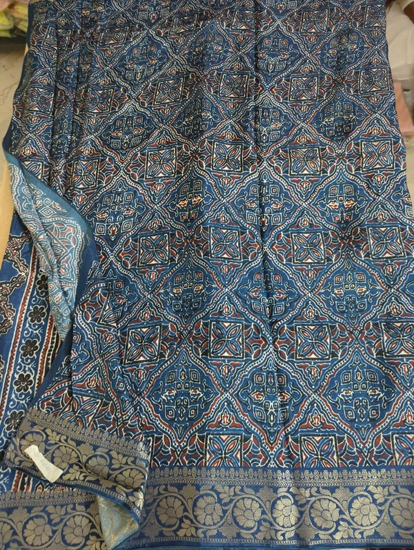 Pure Dola Ajarakh Print - marine blue 7