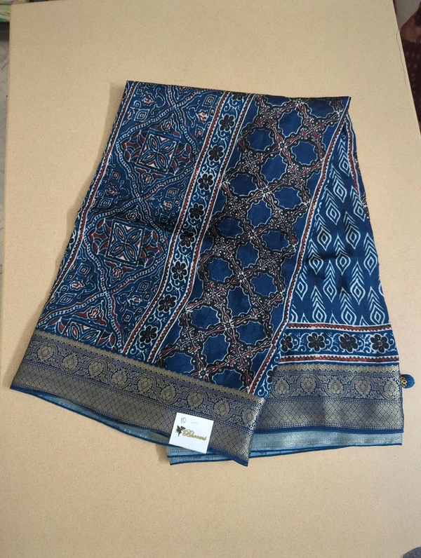 Pure Dola Ajarakh Print - marine blue 10
