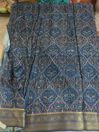 Pure Dola Ajarakh Print - marine blue 10