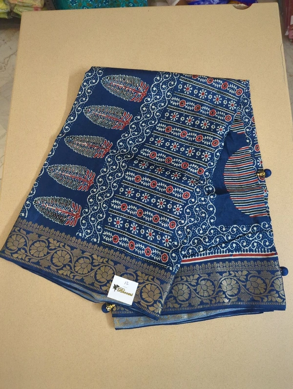 Pure Dola Ajarakh Print - blue 12