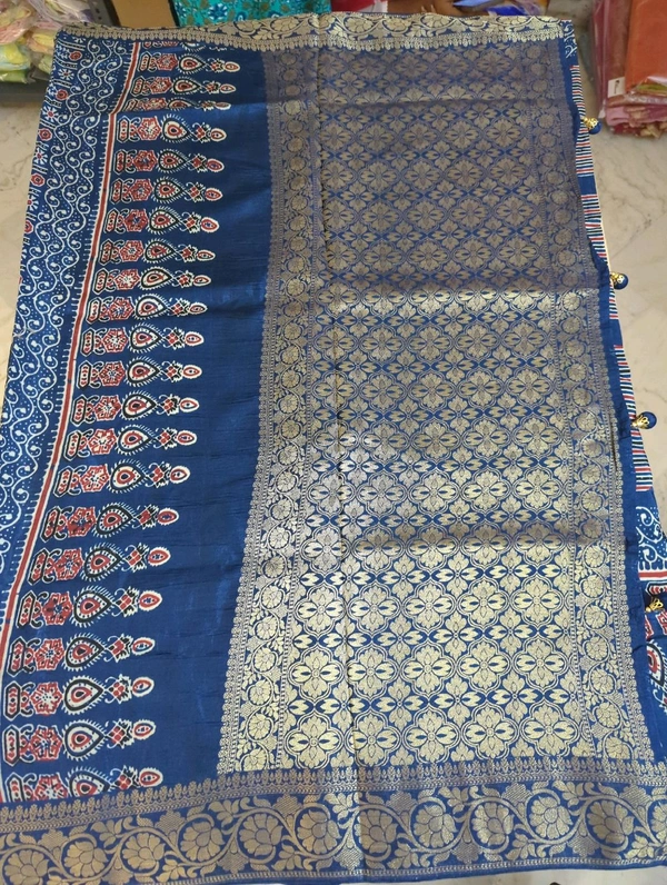 Pure Dola Ajarakh Print - blue 12