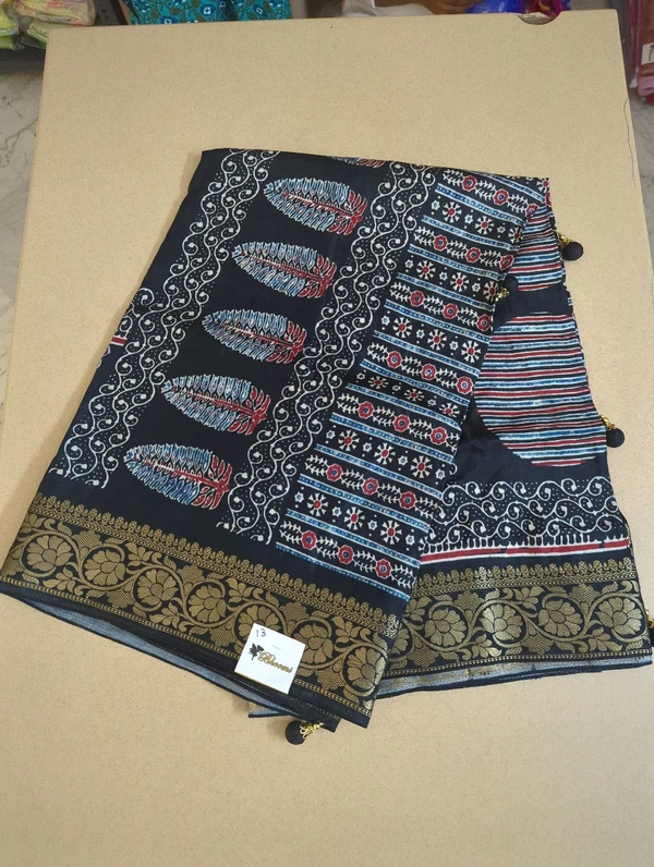 Pure Dola Ajarakh Print - black 13