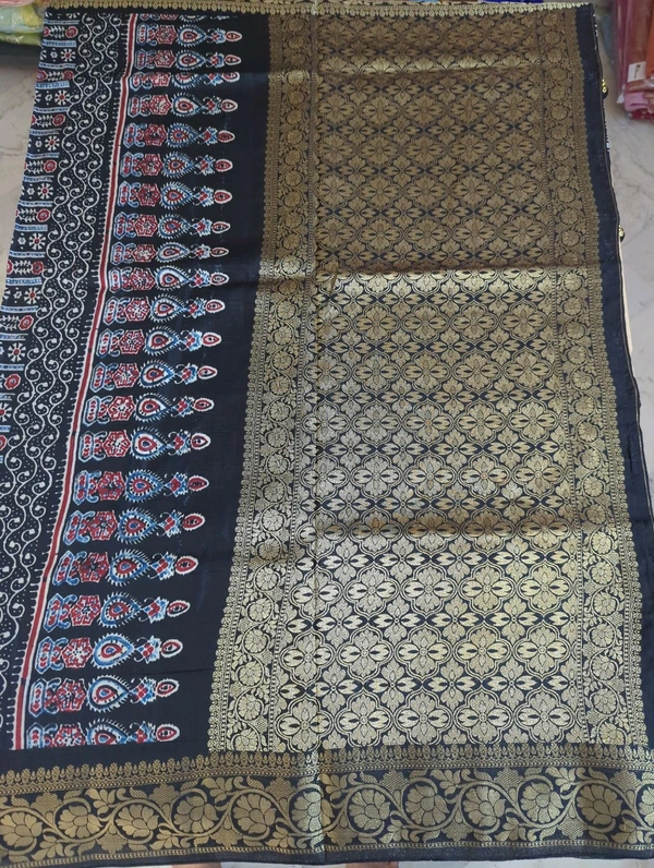 Pure Dola Ajarakh Print - black 13