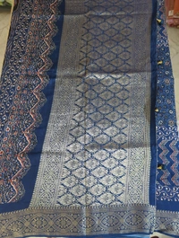 Pure Dola Ajarakh Print - navy blue 14