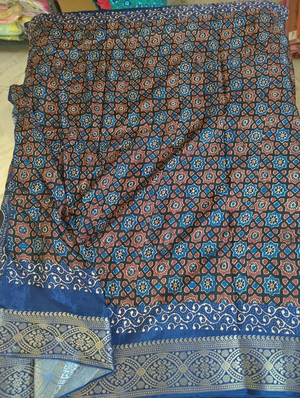 Pure Dola Ajarakh Print - navy blue 14