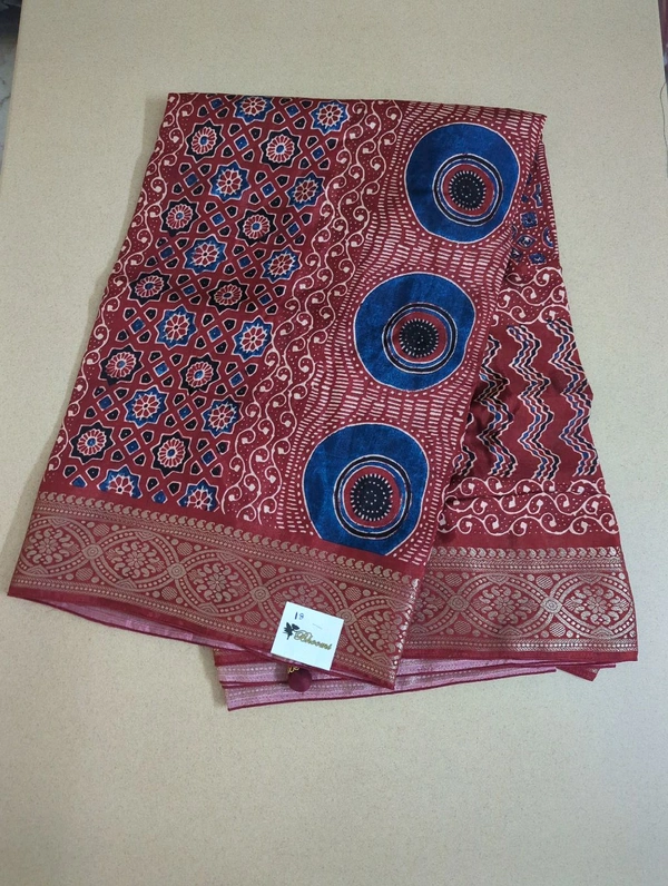 Pure Dola Ajarakh Print - red 18