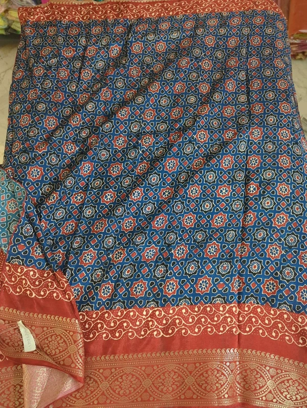 Pure Dola Ajarakh Print - red 18