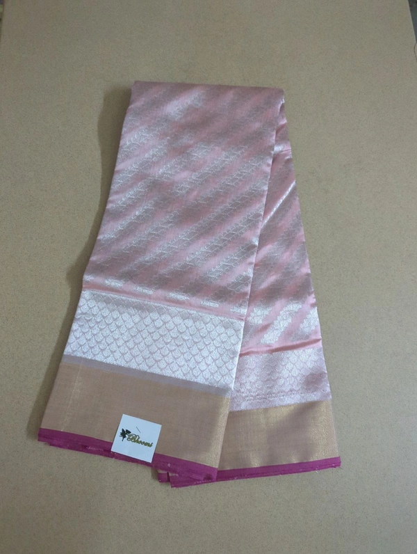 Pure Handloom Chanderi - Pink Lace